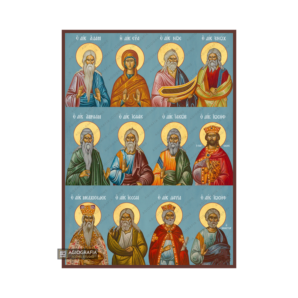 Ancestors of Jesus Christian Orthodox Icon with Blue Background