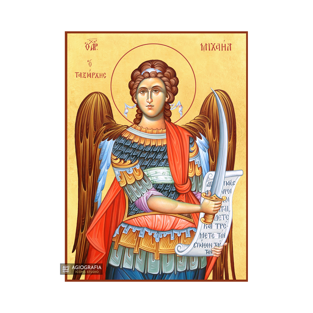 22k Archangel Michael - Gold Leaf Background Christian Orthodox Icon