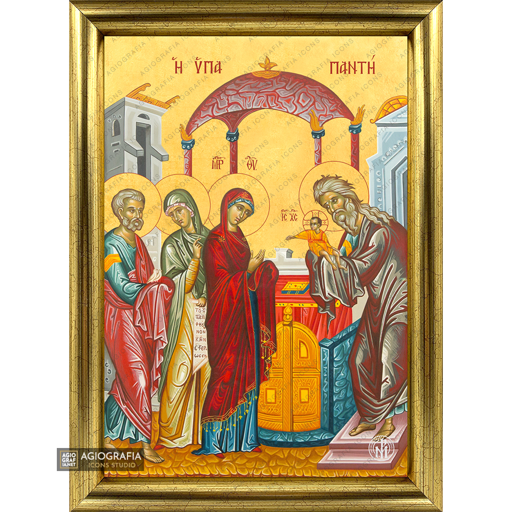 22k Presentation of The Lord Framed Christian Icon with Gold Leaf