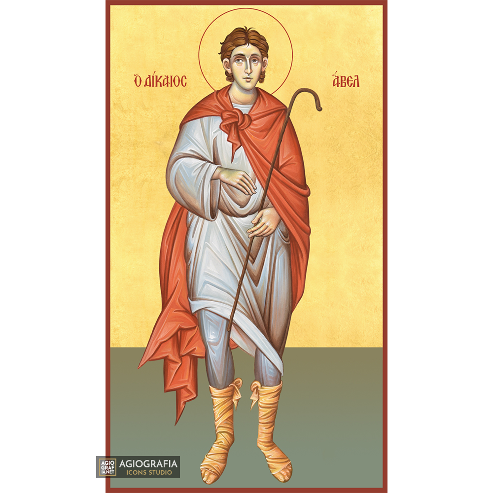 22k Rightful Abel Byzantine Greek Icon with Gold Leaf