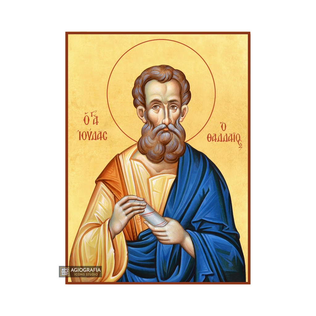 22k St Apostle Judas Thaddeus Greek Icon Gold Leaf Background