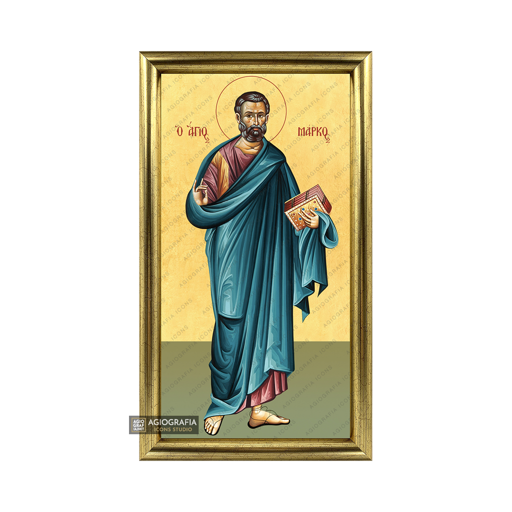 22k St Apostle Mark Framed Christian Icon with Gold Leaf
