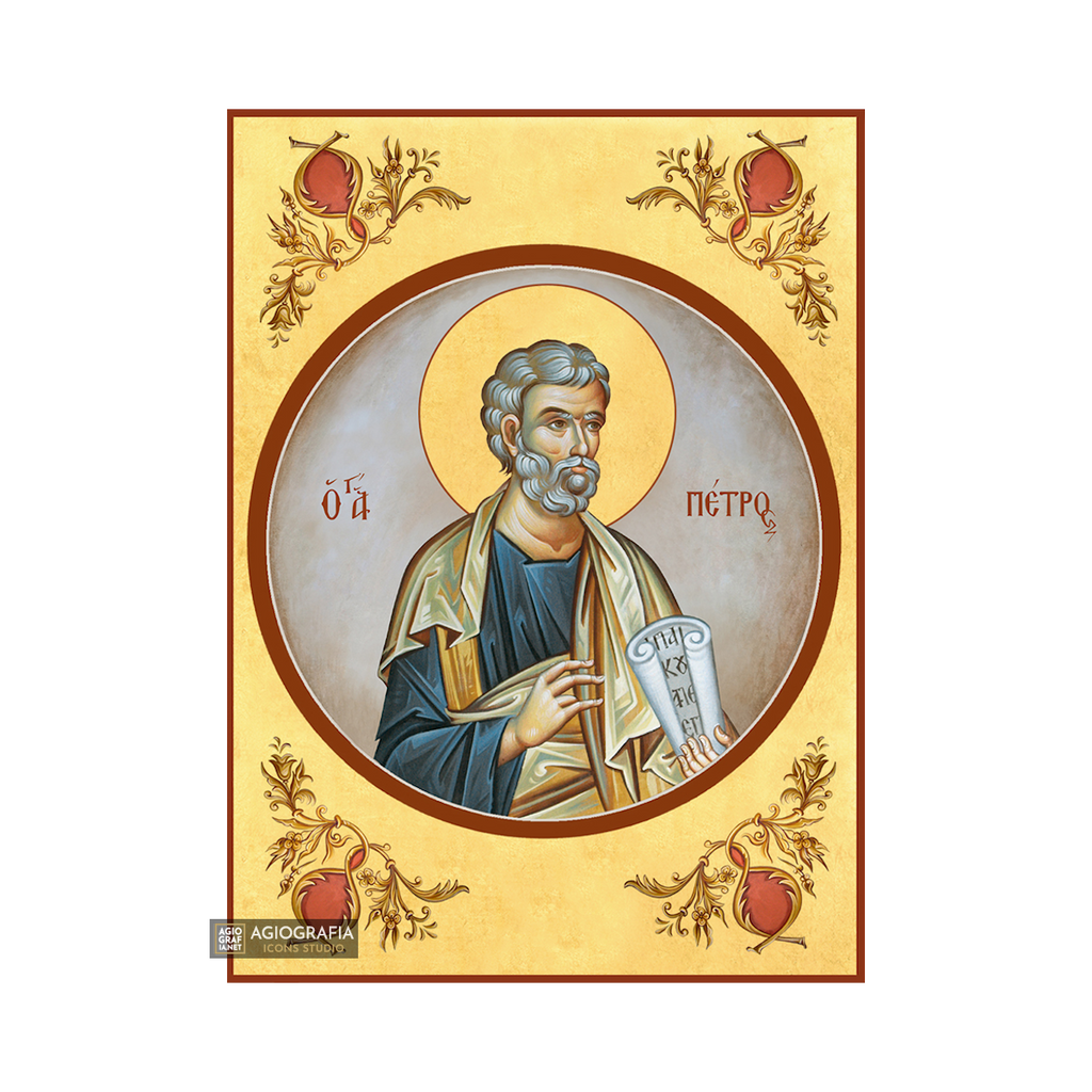 22k St Apostle Peter - Gold Leaf Background Christian Orthodox Icon