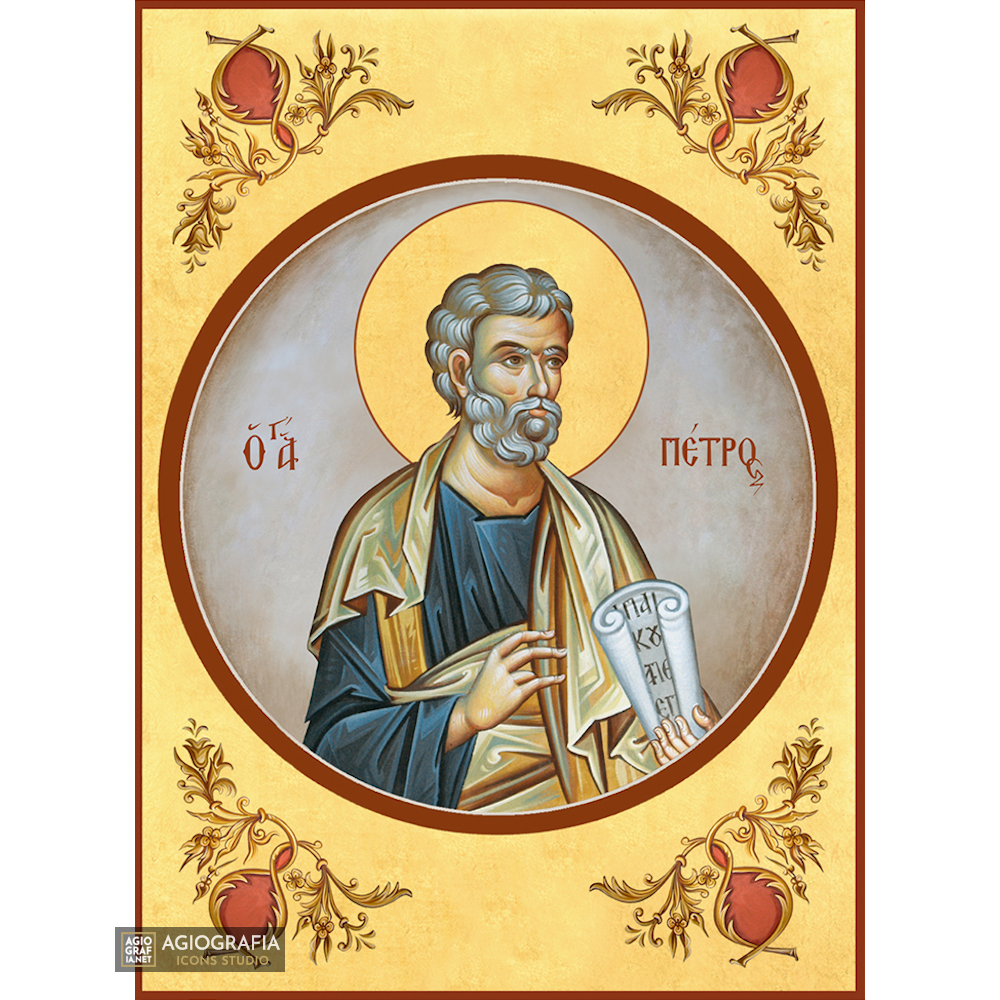 22k St Apostle Peter - Gold Leaf Background Christian Orthodox Icon