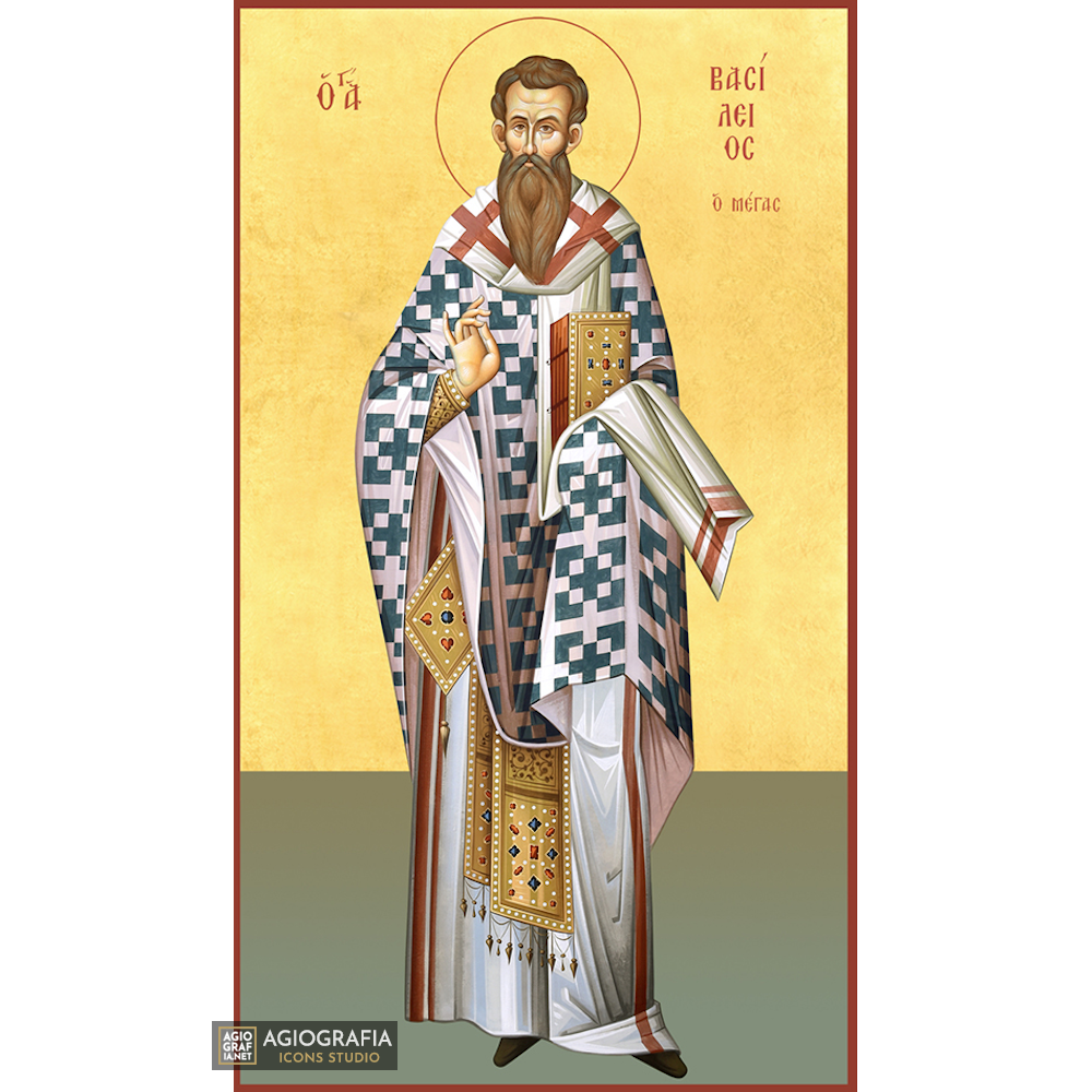 22k St Basil - Gold Leaf Background Christian Orthodox Icon
