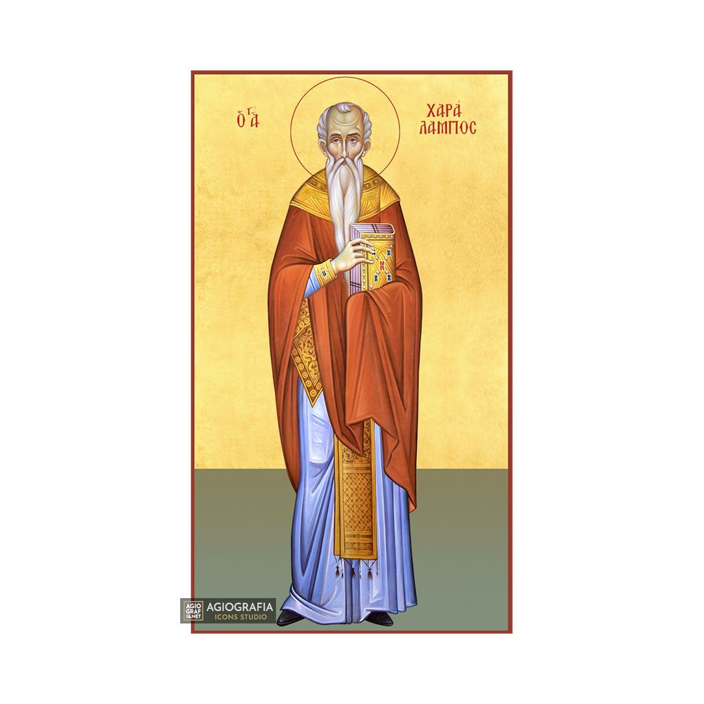 22k St Charalambus - Gold Leaf Background Christian Orthodox Icon