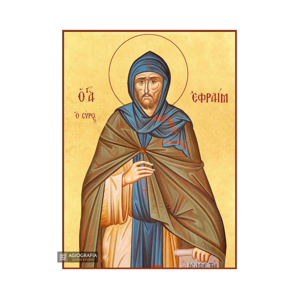 22k St Efrem Syrian - Gold Leaf Background Christian Orthodox Icon