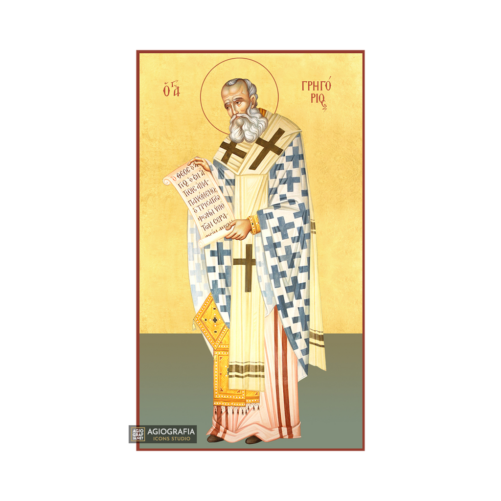 22k St Gregory the Theologian - Gold Leaf Background Orthodox Icon