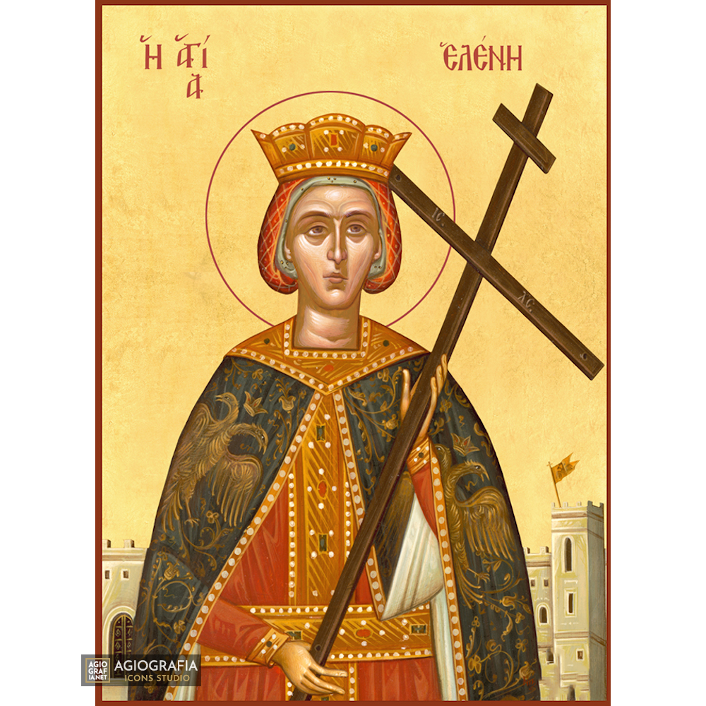 22k St Helen Greek - Gold Leaf Background Christian Orthodox Icon