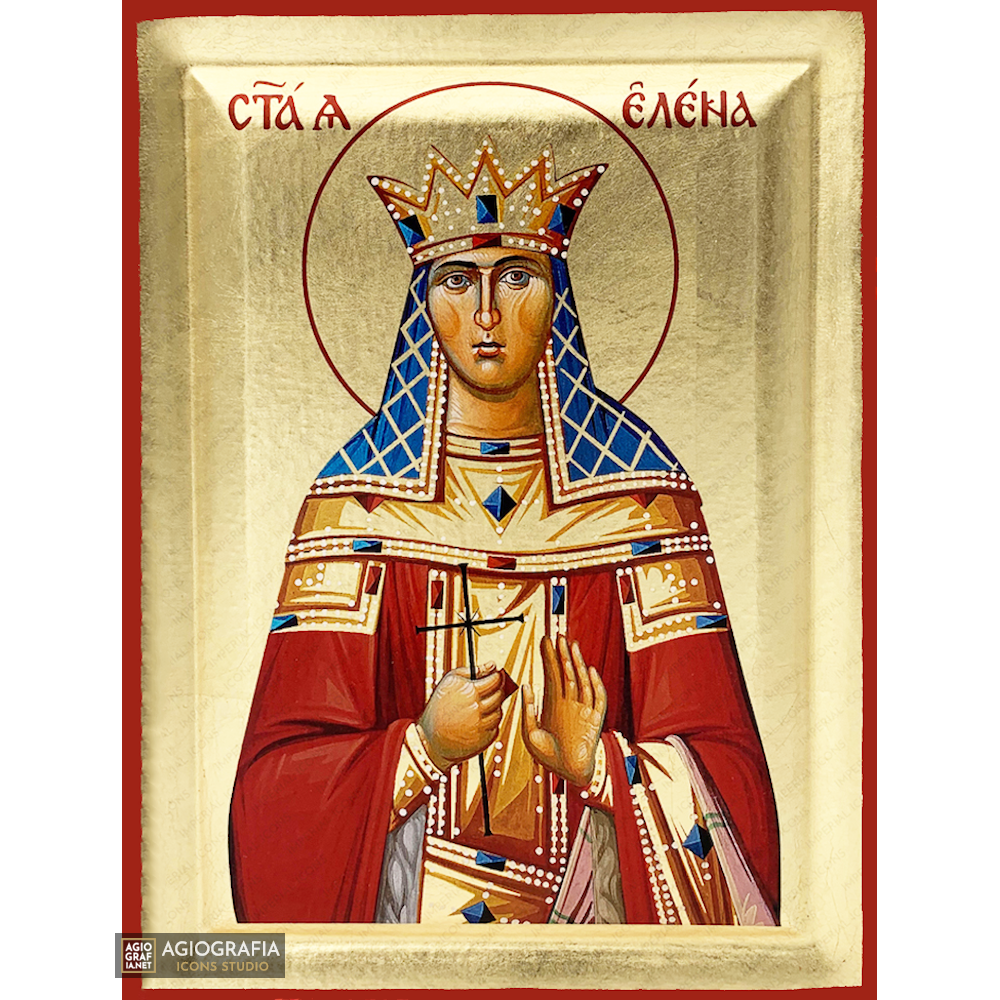 St Helen Greek Byzantine Orthodox Icon on Wood with Gold Leaf