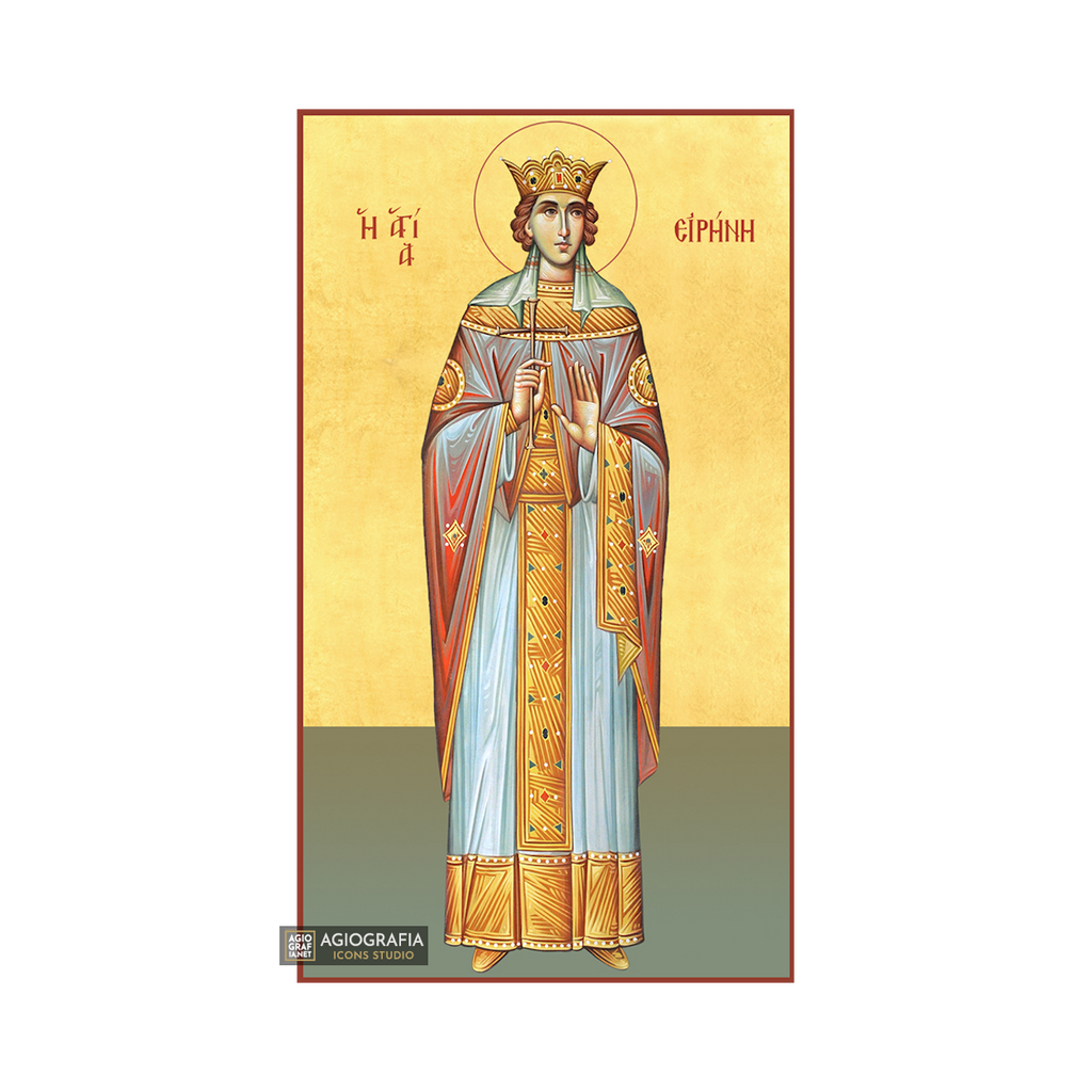 22k St Irene - Gold Leaf Background Christian Orthodox Icon