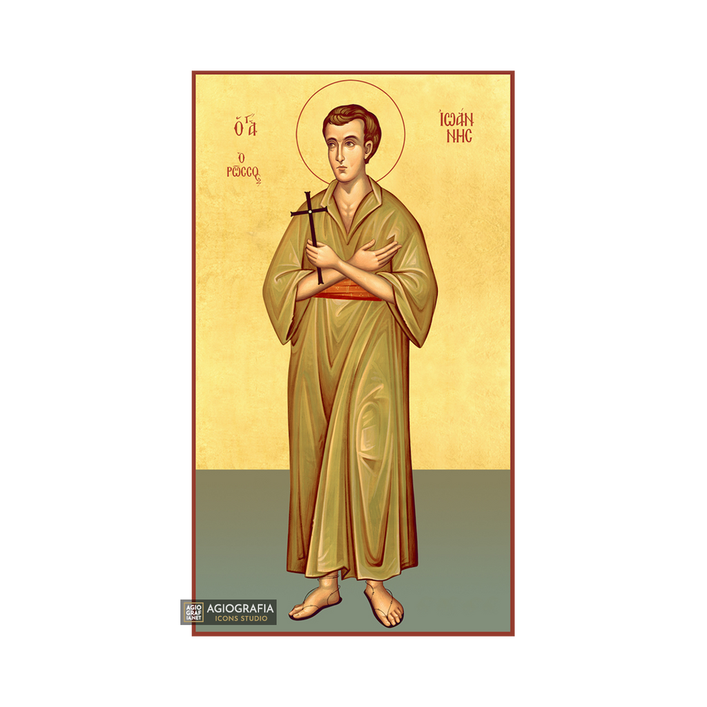 22k St John the Russian - Gold Leaf Background Christian Greek Icon