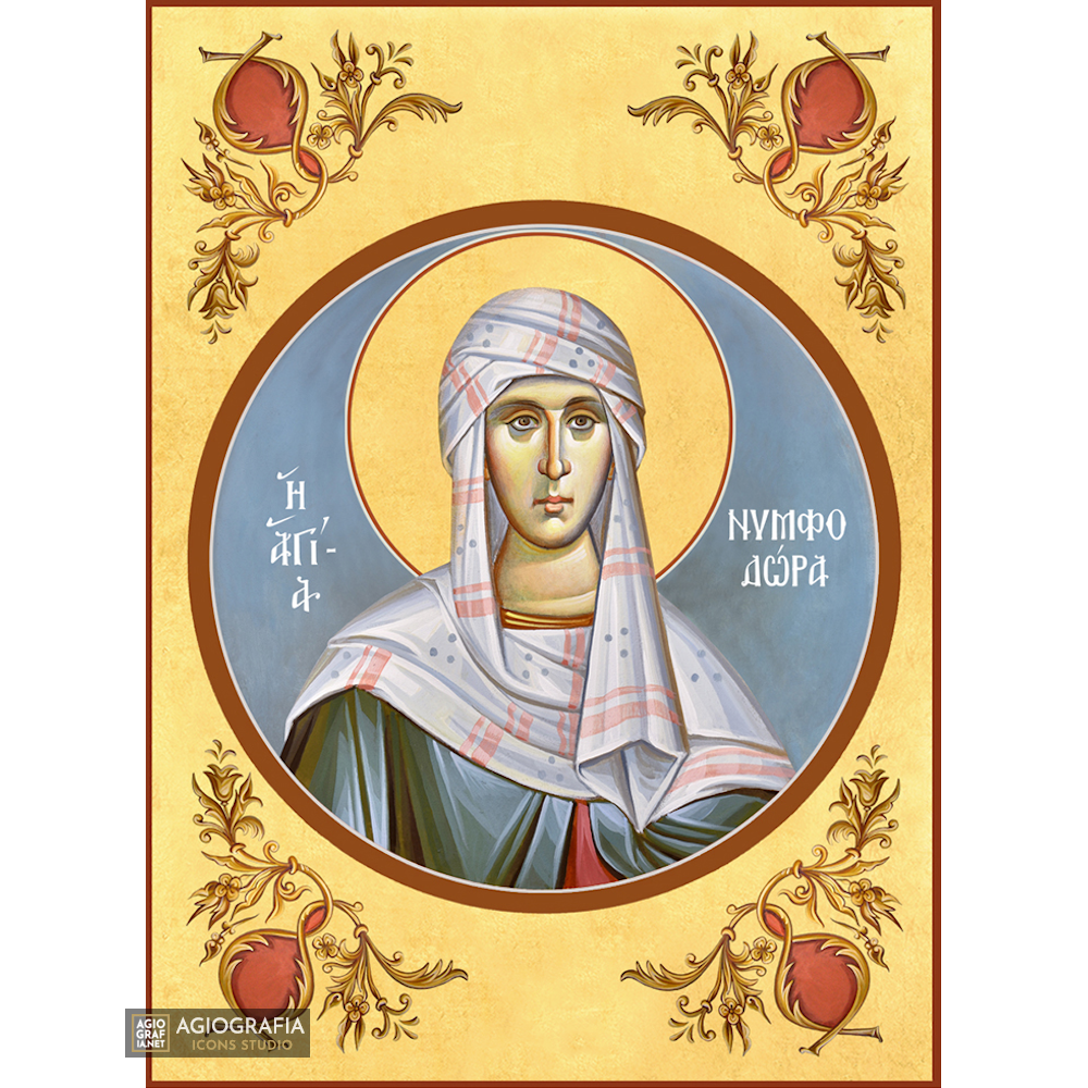 22k St Nimfodora - Gold Leaf Background Christian Orthodox Icon