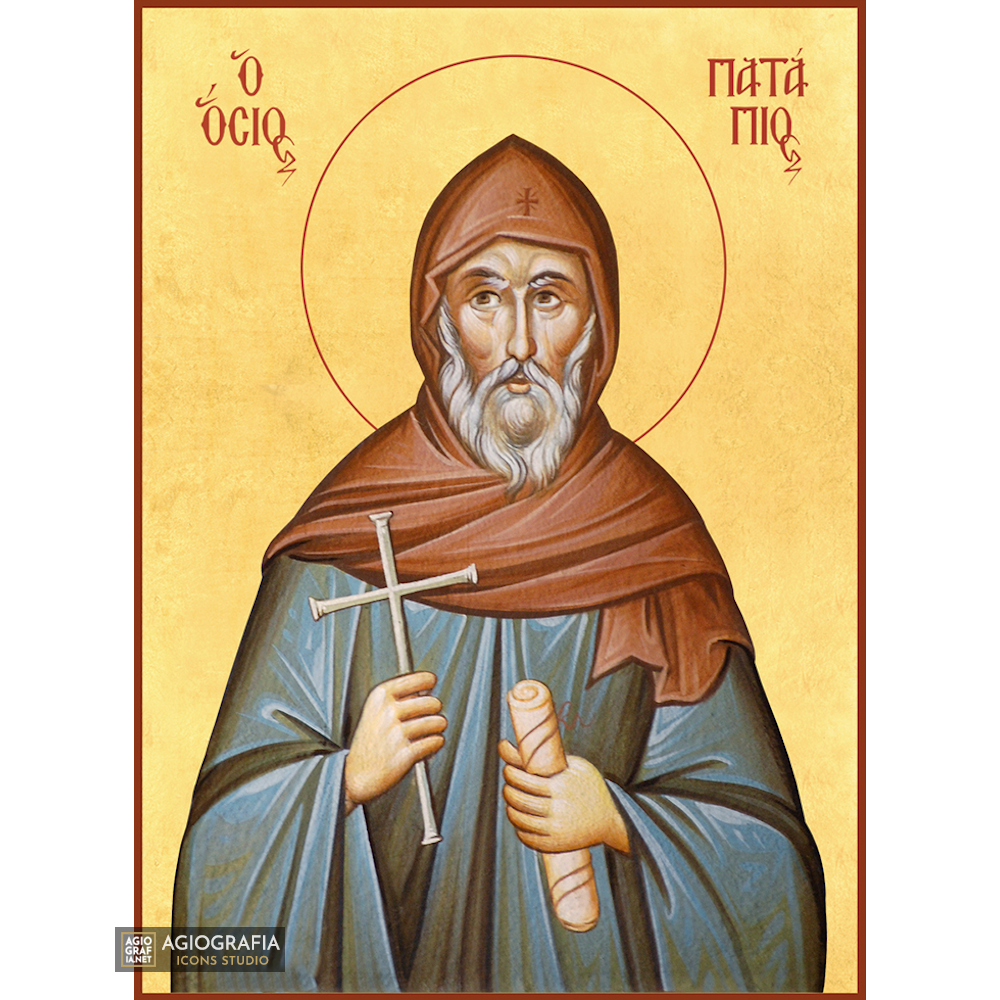 22k St Patapios - Gold Leaf Background Christian Orthodox Icon