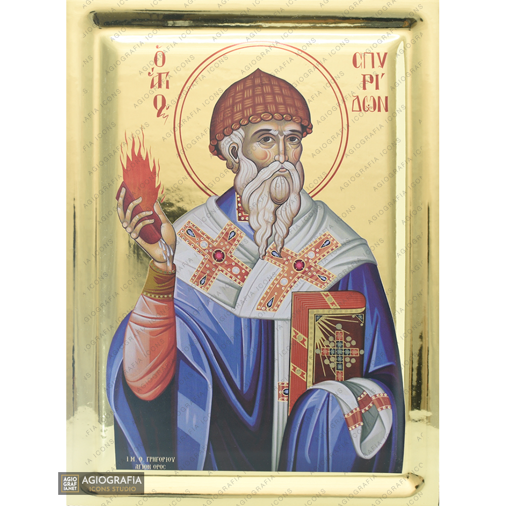 St Spiridon Gold Leaf with Gilding Effect Greek Orthodox Icon