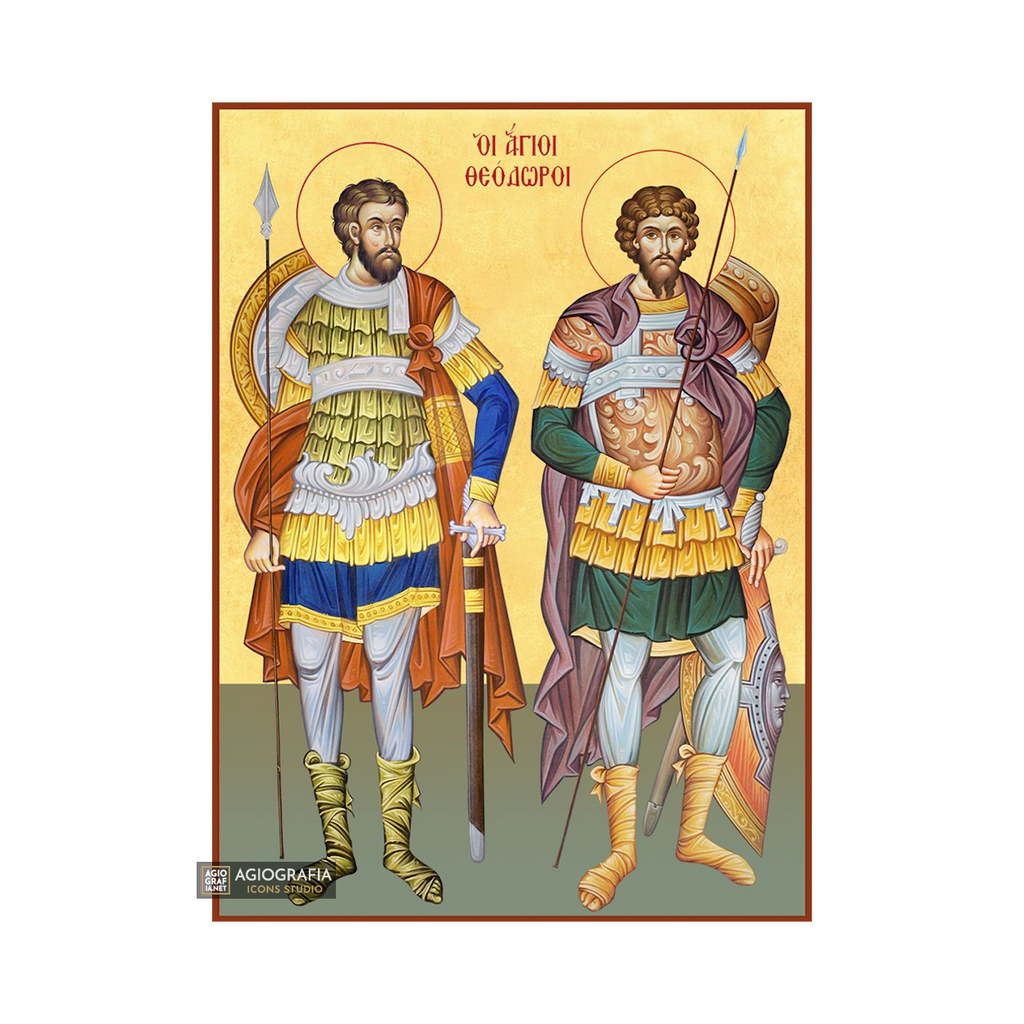 22k Saints Theodores Stratelate & Tyro - Gold Leaf Orthodox Icon