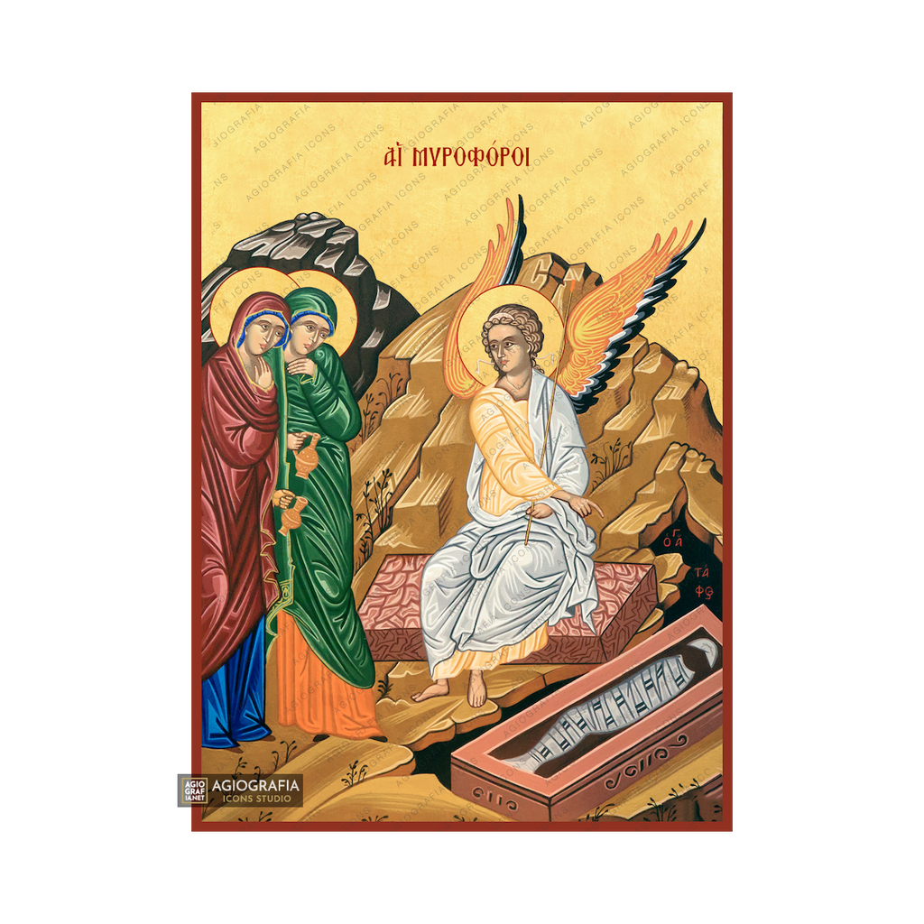 22k The Myrrh-Bearing Women - Exclusive Mt Athos Gold Leaf Icon
