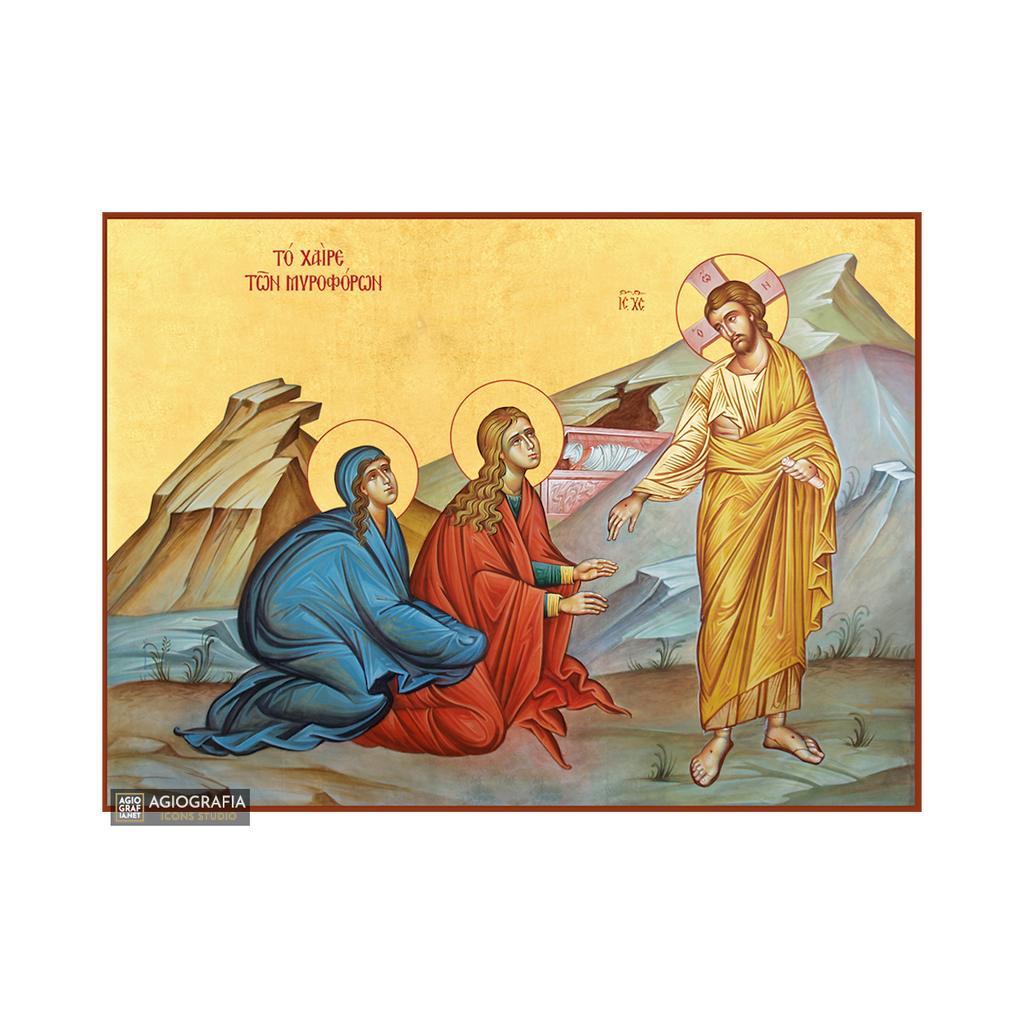 22k Greeting of Myrrh-Bearing Women - Gold Leaf Orthodox Icon
