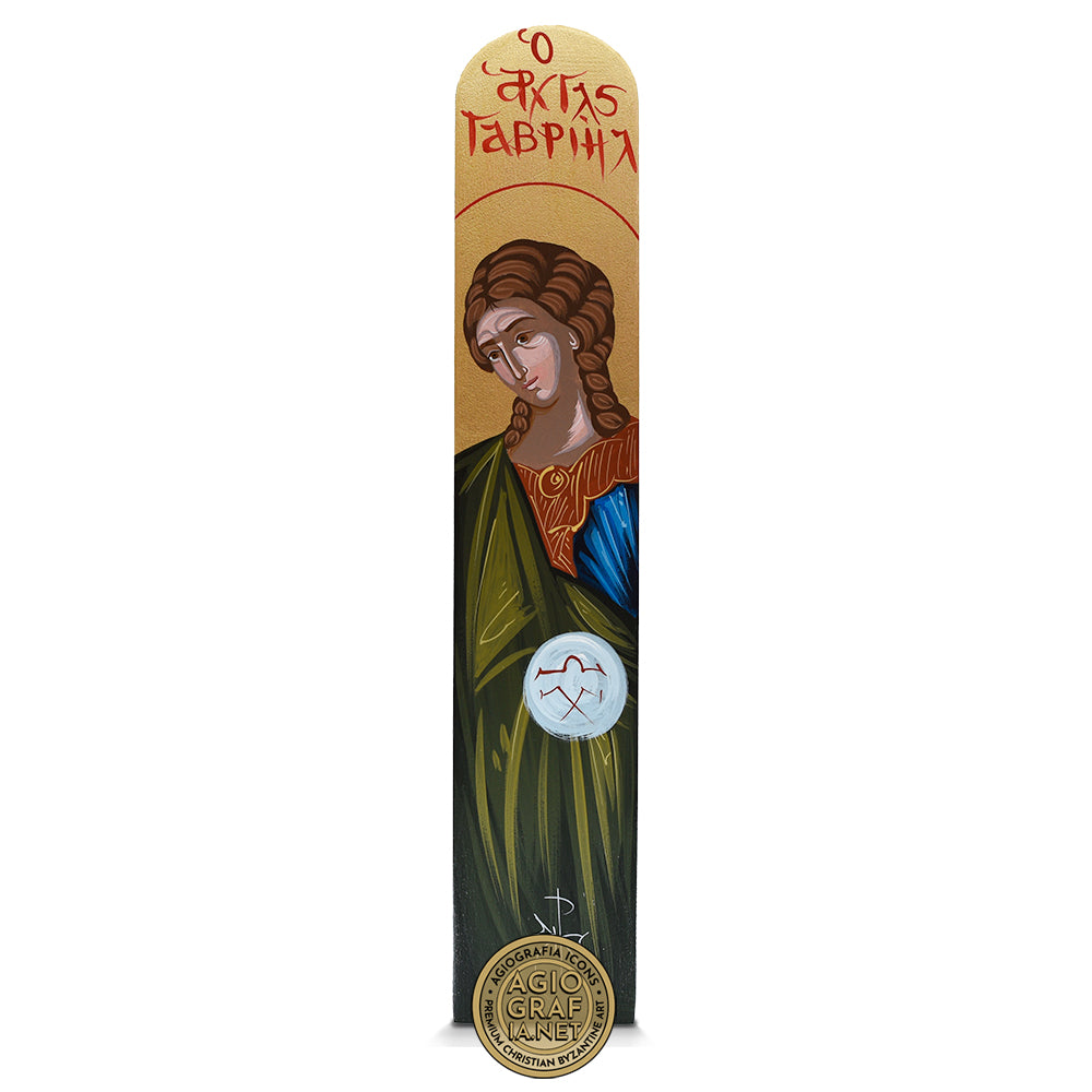 Archangel Gabriel Byzantine Orthodox Wood Icon with Gold Leaf
