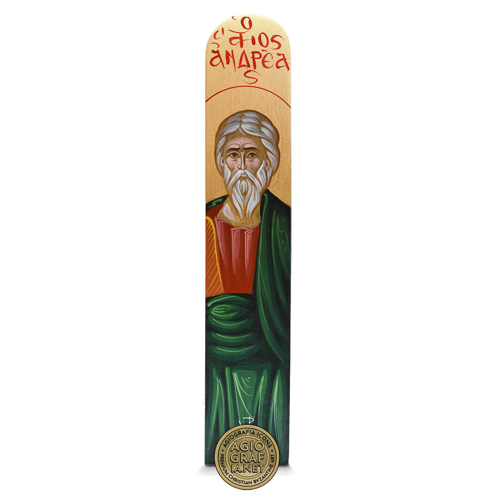 Saint Apostle Andrew Byzantine Orthodox Wood Icon with Gold Leaf