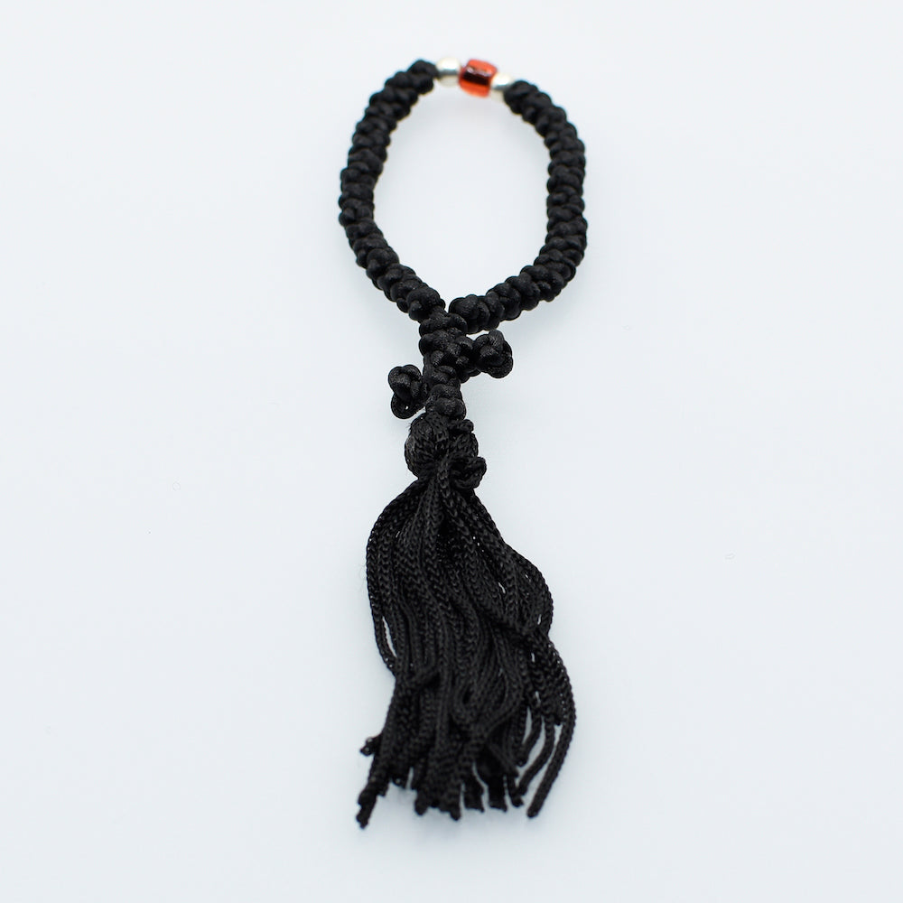 33 Knots Prayer Rope Komboskini - Black Silk Thin Rope with Red Beads –  Agiografia Icons